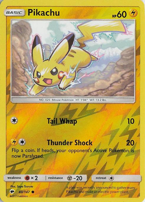 Pikachu - Burning Shadows 040/147 (Reverse Holo)