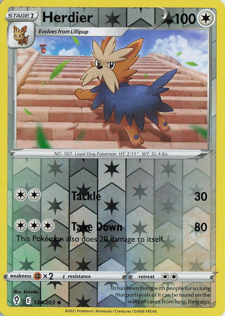 Herdier - Evolving Skies 134/203 (Reverse Holo)