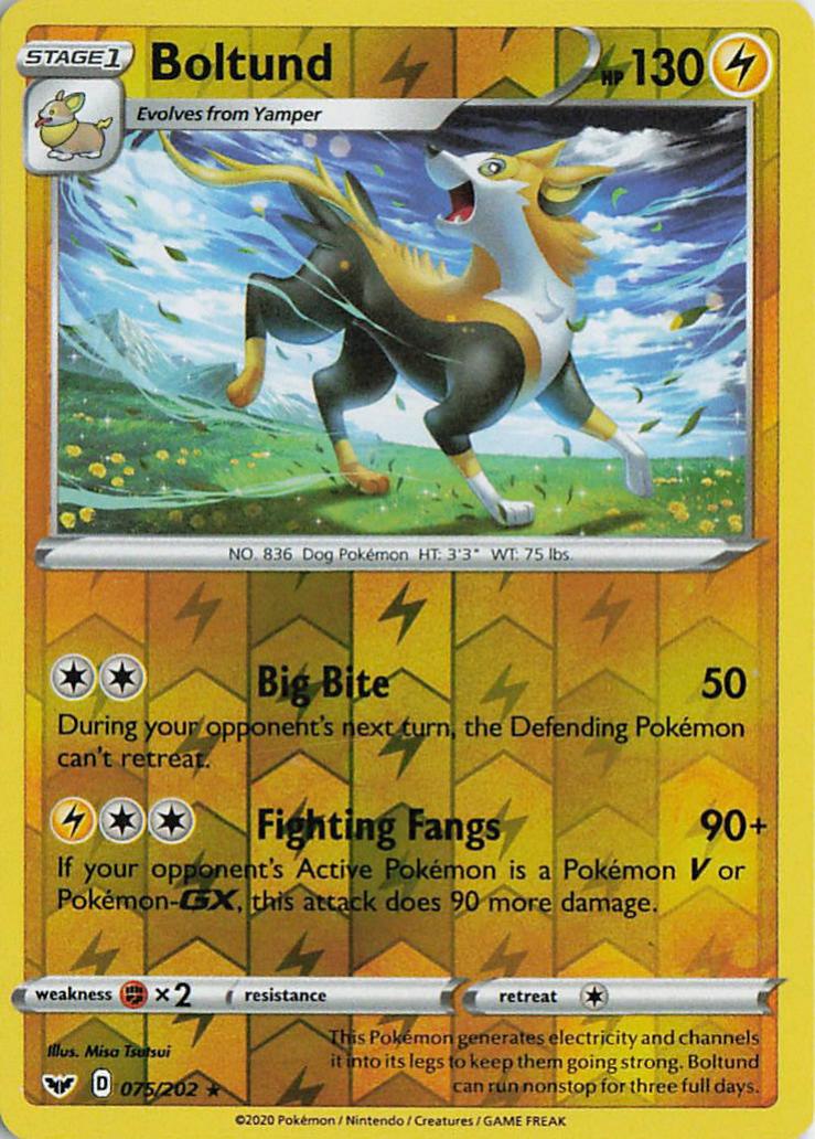 Boltund - Sword & Shield 075/202 (Reverse Holo)