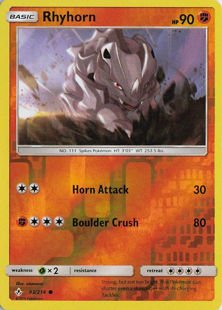Rhyhorn - Unbroken Bonds 93/214 (Reverse Holo)
