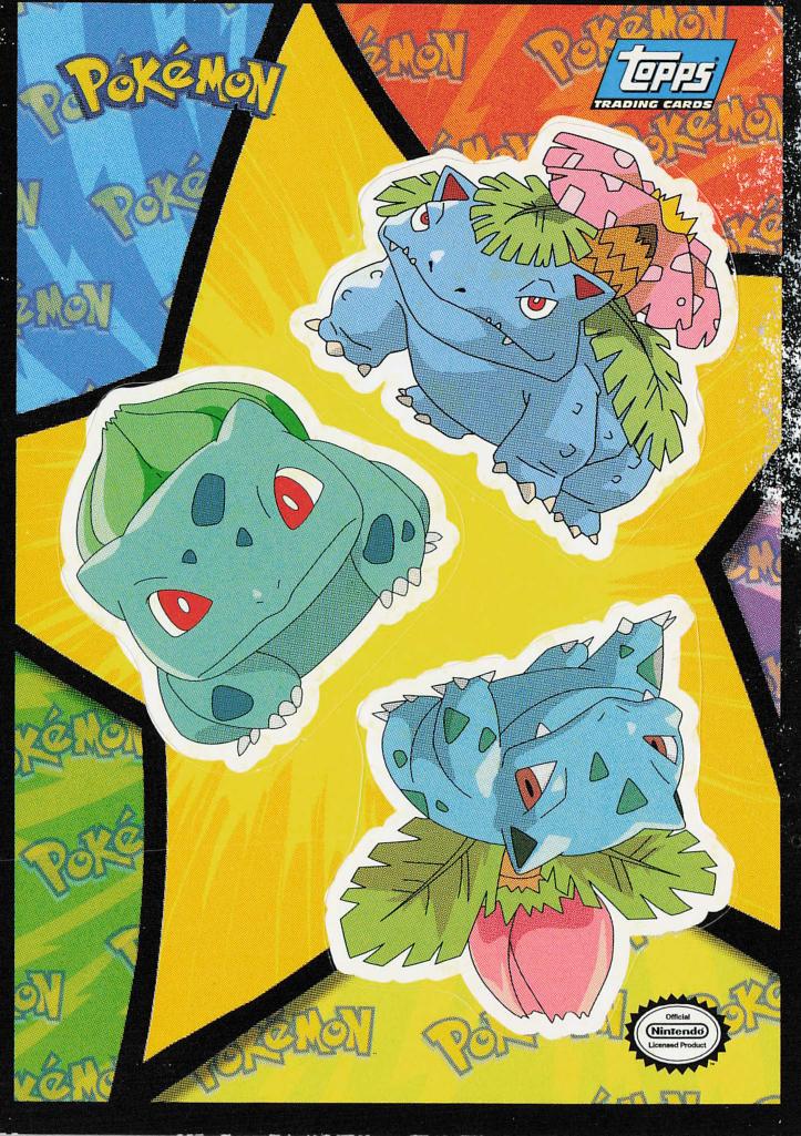 Topps sticker (Bulbasaur/Ivysaur/Venusaur)