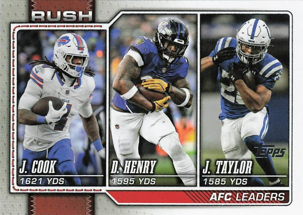 2025 AFC Rushing Yards Leaders (Derrick Henry, Jonathan Taylor, James Cook) - 2026 Topps Football #286