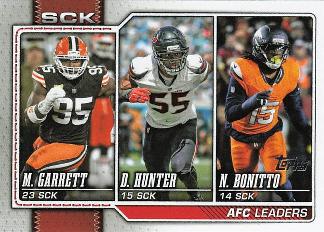 2025 AFC Sacks Leaders (Nik Bonitto, Danielle Hunter, Myles Garrett) - 2026 Topps Football #288