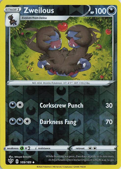 Zweilous - Darkness Ablaze 109/189 (Reverse Holo)