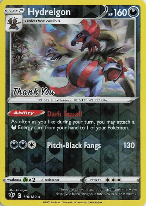 Hydreigon 110/189 Darkness Ablaze Thank You Stamp