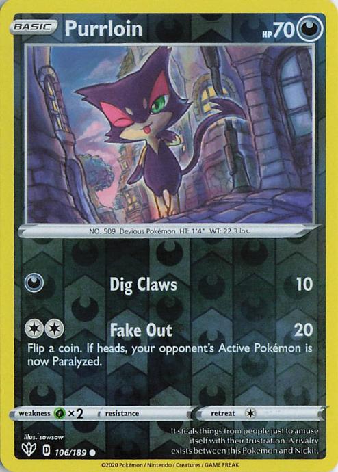 Purrloin - Darkness Ablaze 106/189 (Reverse Holo)