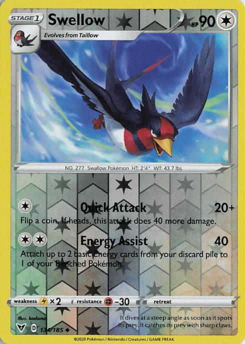 Swellow - Vivid Voltage 134/185 (Reverse Holo)