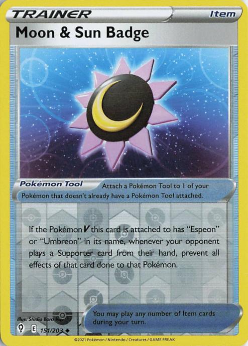 Moon & Sun Badge - Evolving Skies 151/203 (Reverse Holo)