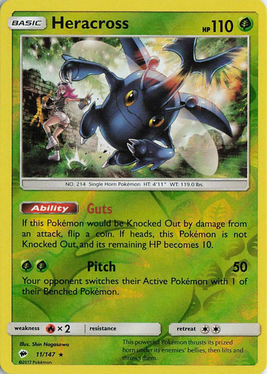 Heracross - Burning Shadows 11/147 (Reverse Holo)