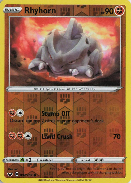 Rhyhorn - Sword & Shield 097/202 (Reverse Holo)