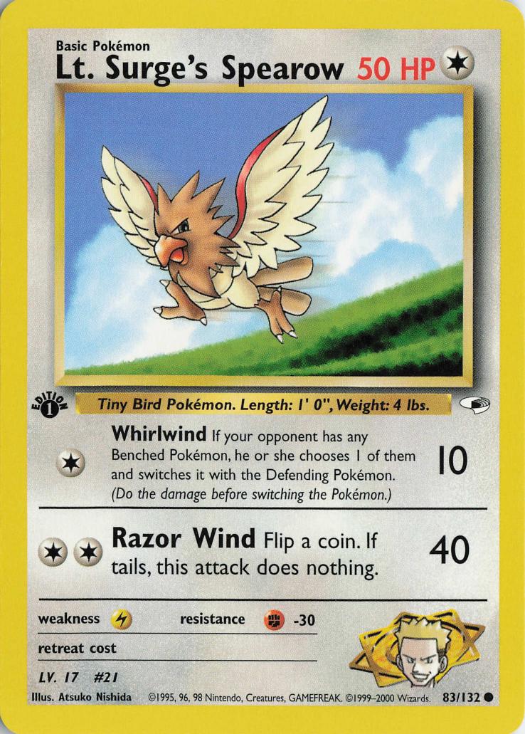 Lt. Surge's Spearow - Gym Heroes 83/132 (1st Edition)