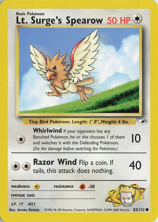 Lt. Surge's Spearow - Gym Heroes 83/132