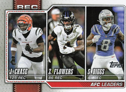 2025 AFC Receptions Leaders (Stefon Diggs, Ja'Marr Chase, Zay Flowers) - 2026 Topps Football #284