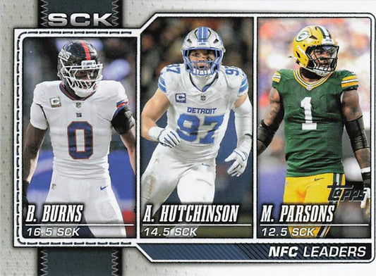 2025 NFC Sacks Leaders (Aidan Hutchinson, Brian Burns, Micah Parsons) - 2026 Topps Football #287